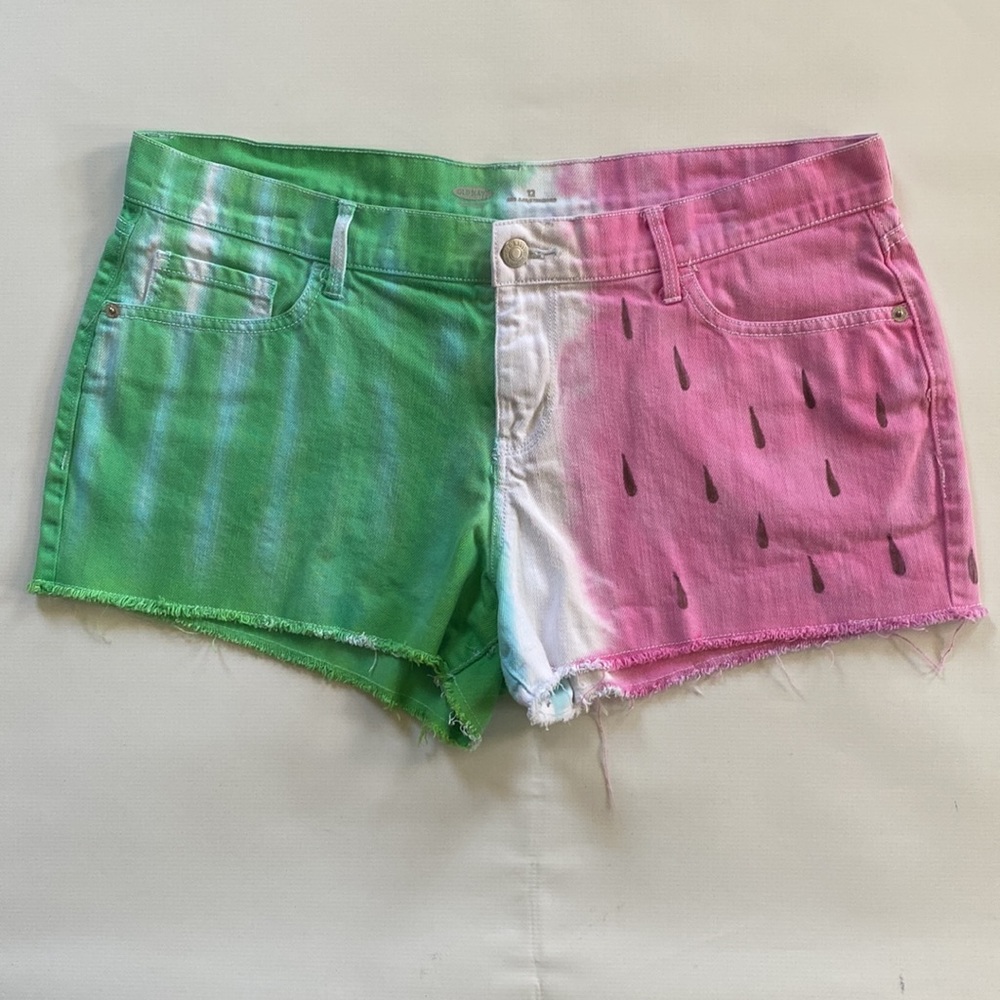 custom watermelon tie dye cutoff shorts - 100% cotton